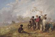 Thomas Baines Thomas Baines with Aborigines near the mouth of the Victoria River USA oil painting artist